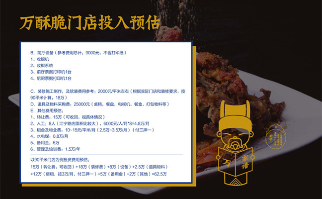 萬(wàn)酥脆門(mén)店投入預(yù)估2